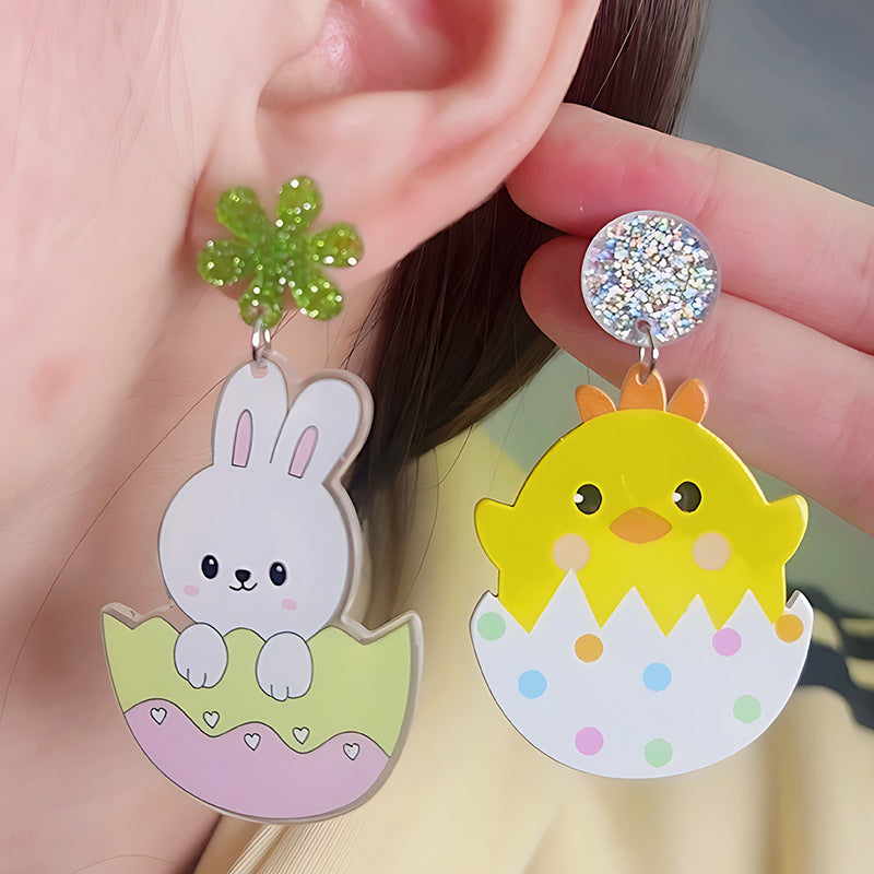 Wholesale Easter Rabbit Radish Chicken Acrylic Printed Earrings