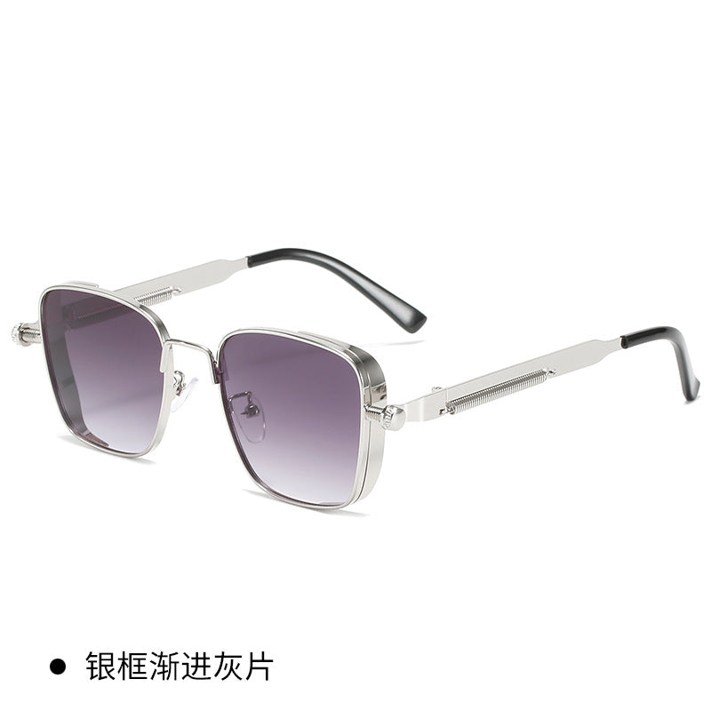 Wholesale Vintage Box Steampunk Metal Style European American Hip Hop Personality Spring Leg Sunglasses