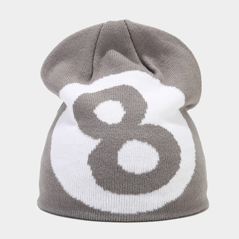 Wholesale Autumn Winter Black Size 8 Jacquard Wool Knit Hat