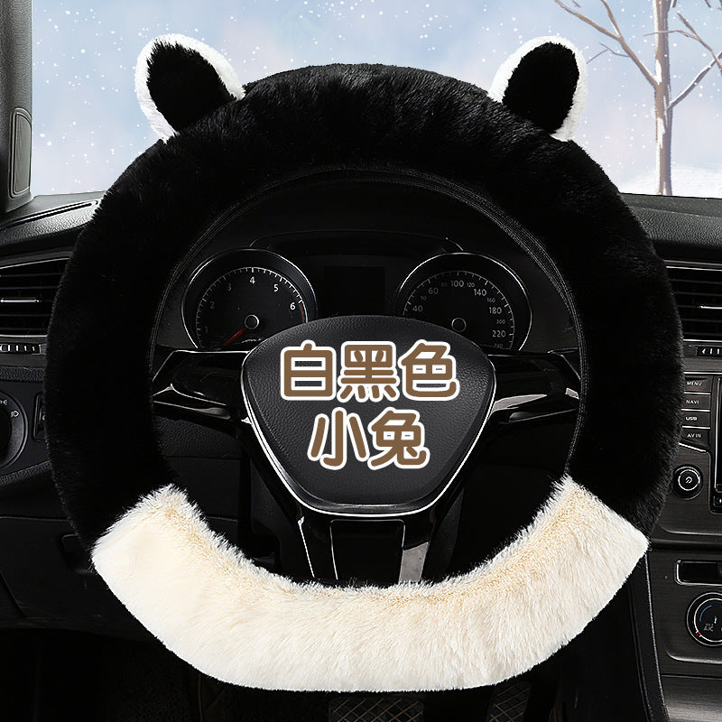 Wholesale Autumn and Winter Plush Bunny Protective Cover Handlebar Cover