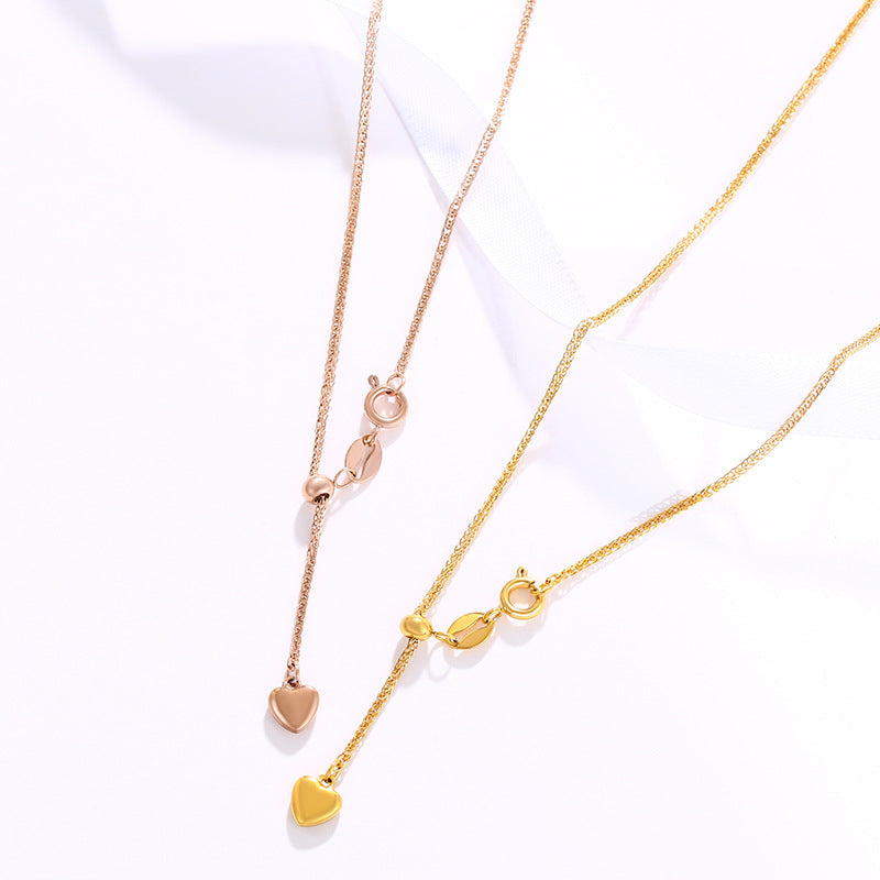 Wholesale Stainless Steel Gold-plated Fashionable Personalized Heart Tassel Adjustable Temperament Necklaces