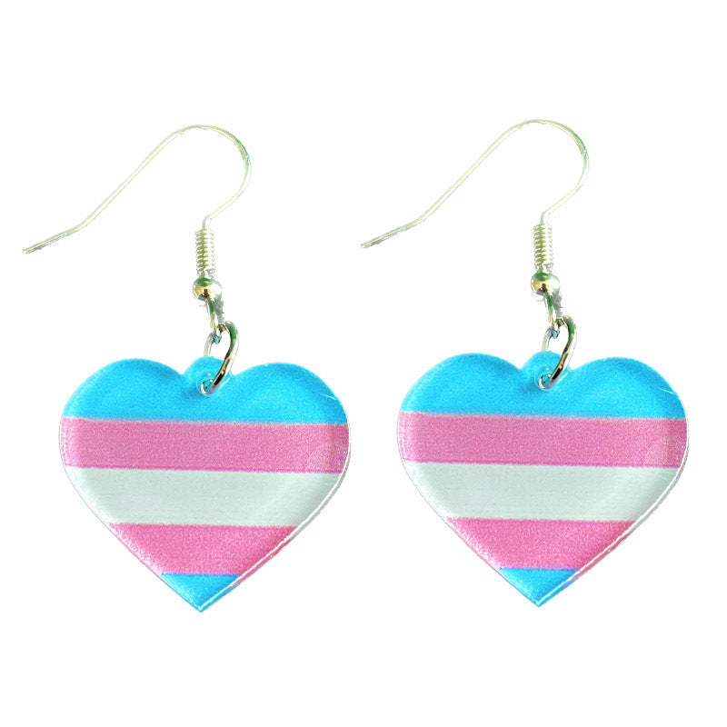 Wholesale Rainbow Multicolor Heart Shaped Acrylic Earrings