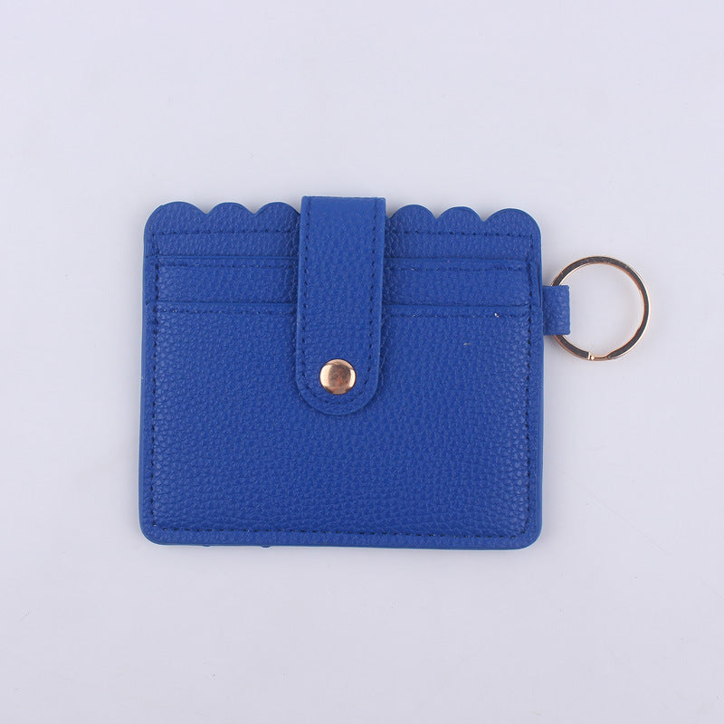 Wholesale Color Solid Color ID Case PU Leather Card Holder Keychain Coin Purse