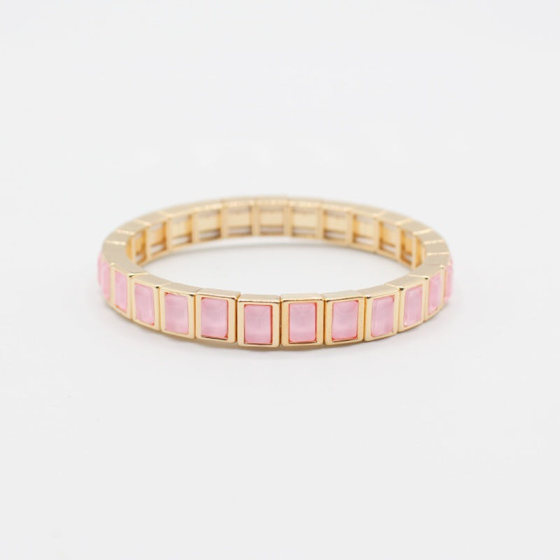 Wholesale Geometric Mocha Crystal Enamel Cuff Bracelet Stackable Bangle Chic Unisex Jewelry Accessory Gift Boutique Resale
