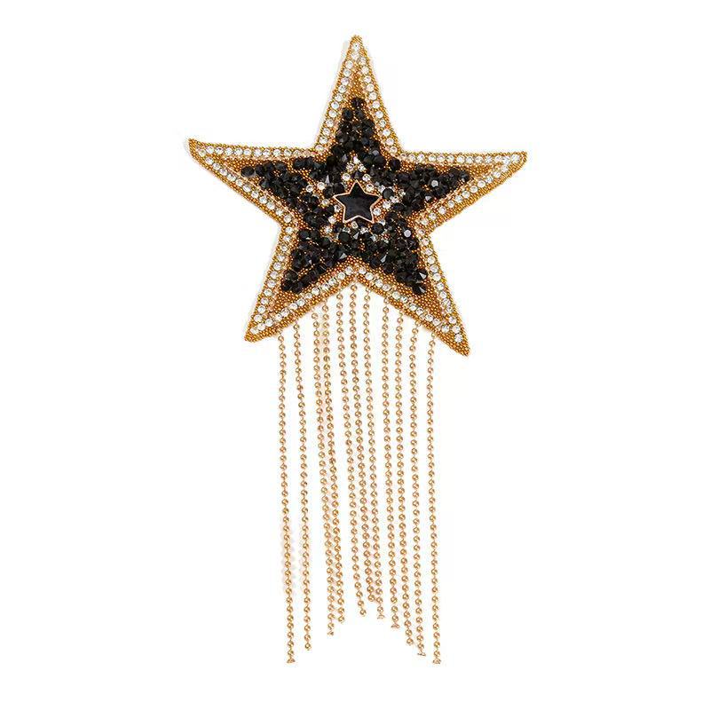 Wholesale 10pcs Hot stamping tassel pentagram embroidery DIY Patches