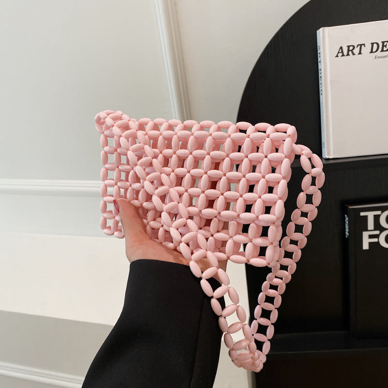 Bolso acrílico hecho a mano al por mayor terminado bolso tejido de cuentas