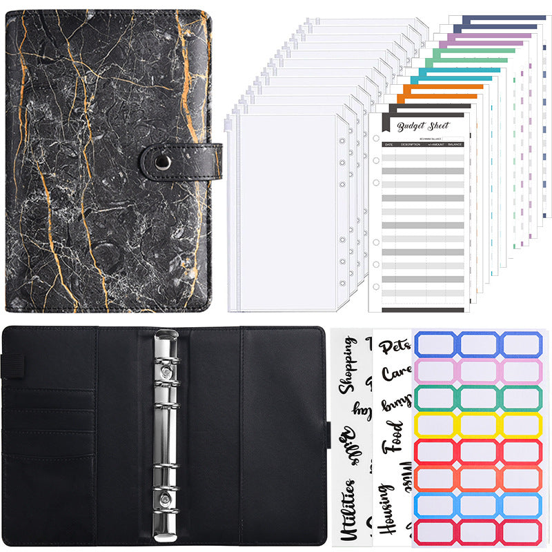 Wholesale Macaron Leather PU Notebook with Marble Pattern A6 Loose Leaf Notebook