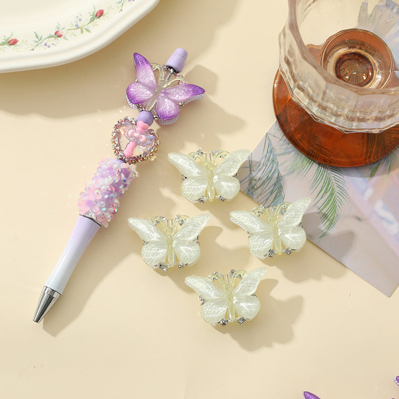 Wholesale 10pcs Gradual Acrylic Butterfly Beaded Jewelry Accessories DIY Beads