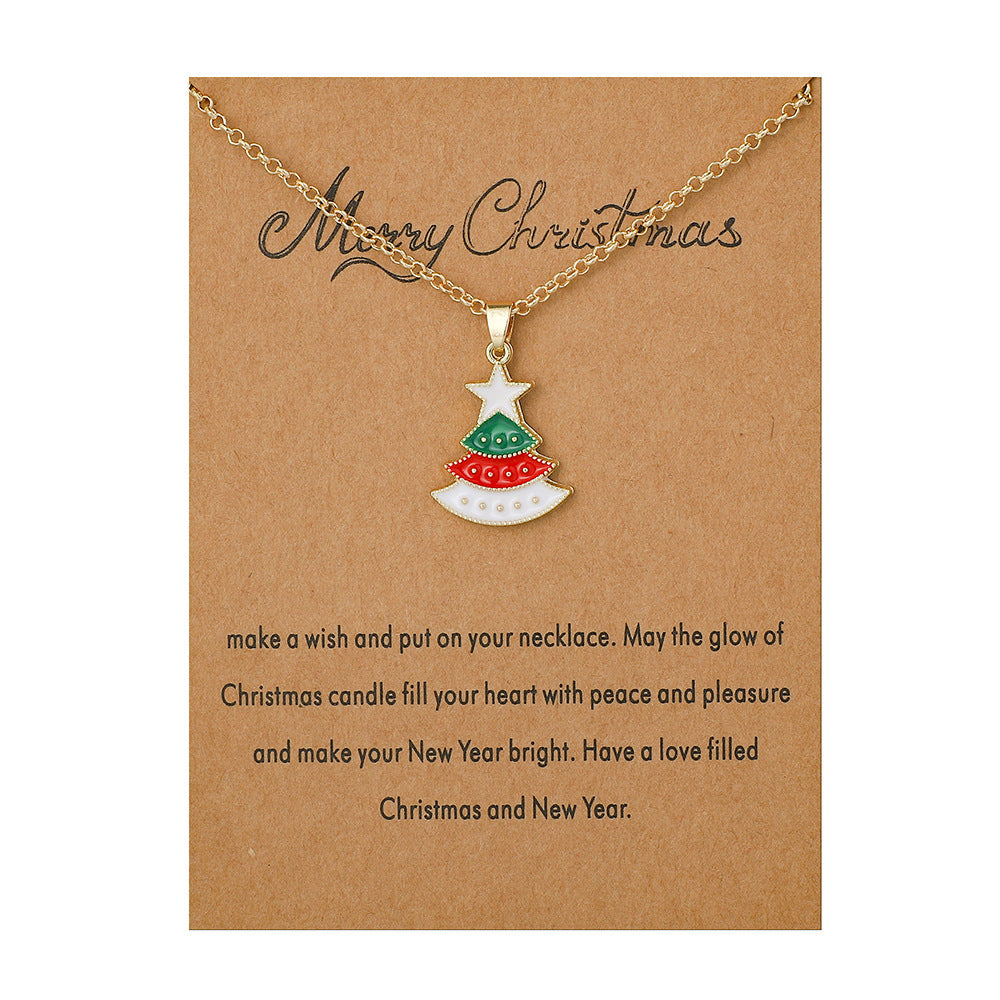 Wholesale Christmas Tree Pendant Card Necklace Clavicle Chain