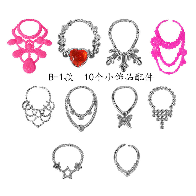 Wholesale 11-Inch Doll Fashion Accessories Electric Plated Crown Necklace Earrings Bracelet Drop Earrings Doll Dressing up Princess Toy