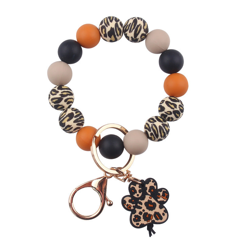 Wholesale Korean Style Cartoon Dog Paw Silicone Bead Keychain DIY Bracelet Key Ring Fashion Accessory