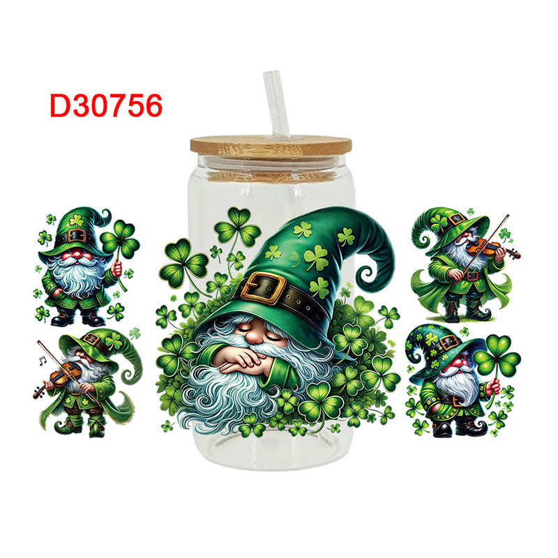 Wholesale St. Patrick's Day Rainbow Clover Alphabet Cartoon 16oz Cup UV DTF Wraps