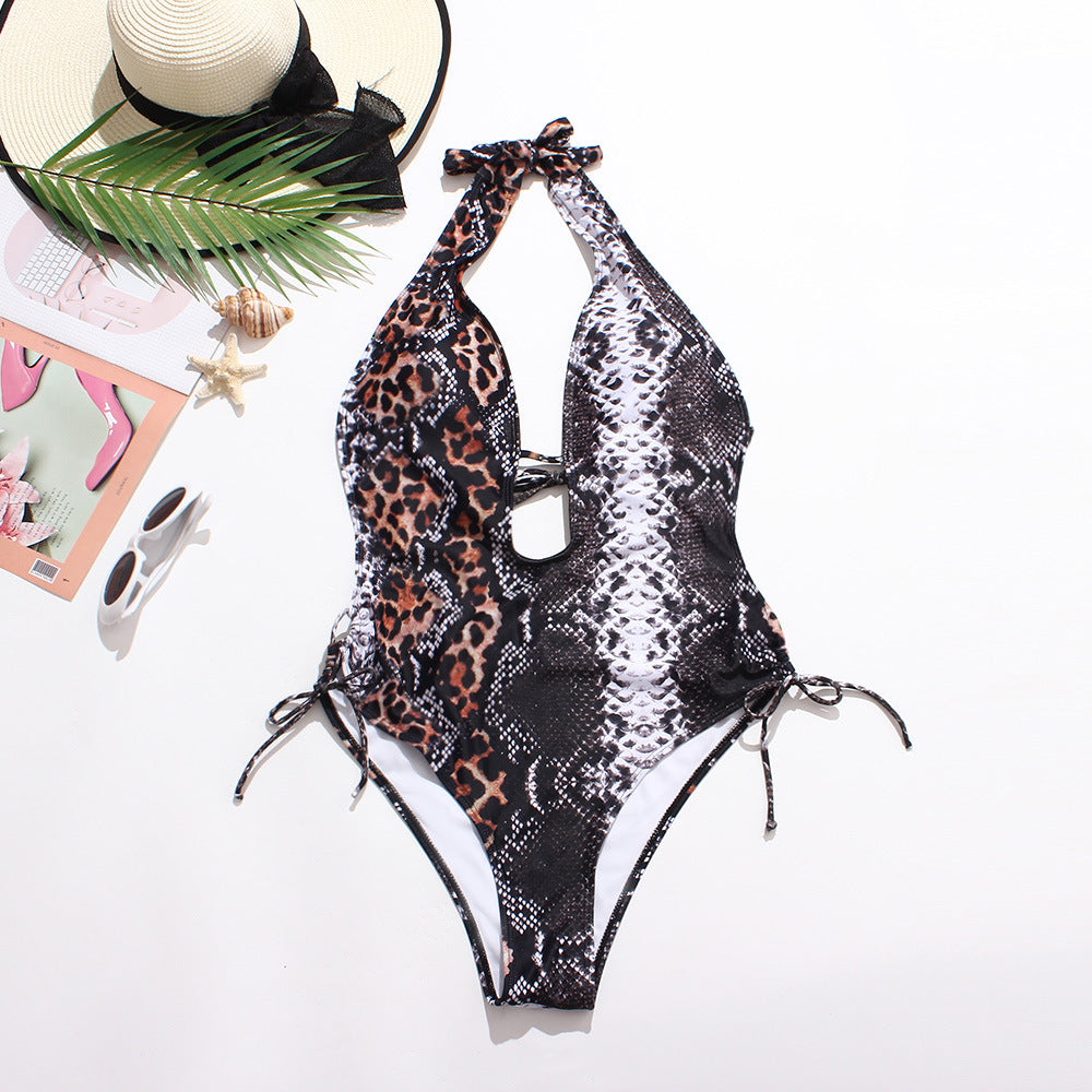 Wholesale Plus Size One Piece Snakeskin Print Bikini Swimwear