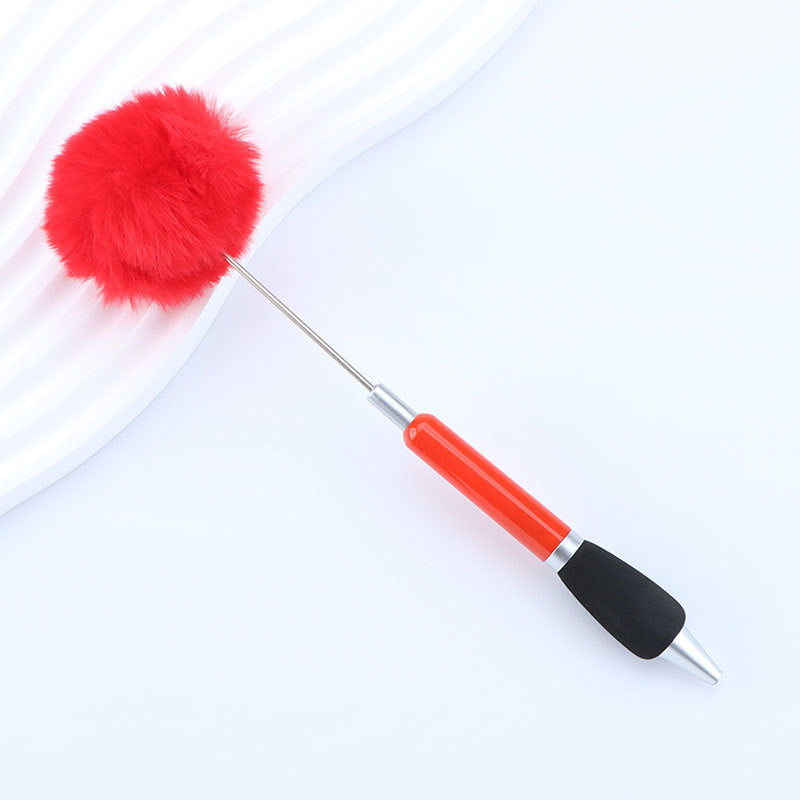 Wholesale 50pcs DIY Hair Ball Cute Girl Heart Furry Cute Round Beads Furry Plastic Beads Pen