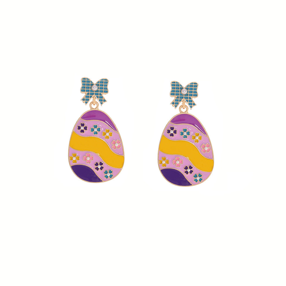 Wholesale  creative metal egg eardrop design cute Easter earrings