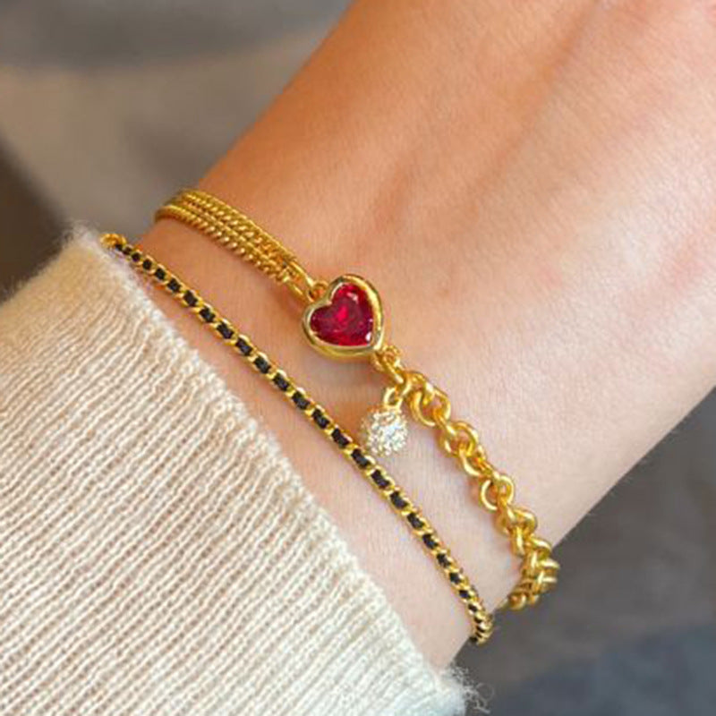 Wholesale High-end luxury exquisite design personality versatile red heart bracelet