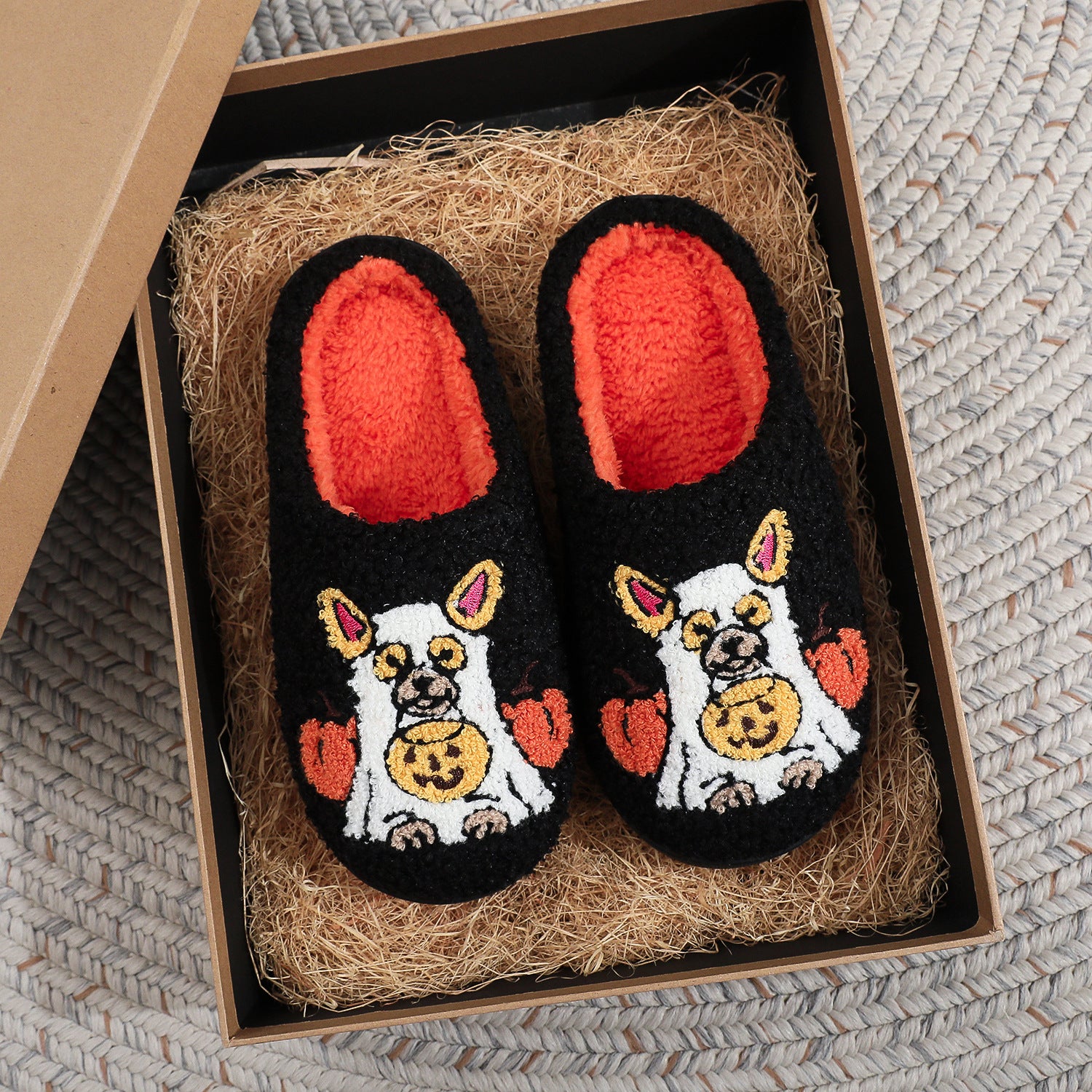 Wholesale Halloween Pumpkin Pet Dog Cotton Slippers Female Cartoon Warm Fur Slippers Male
