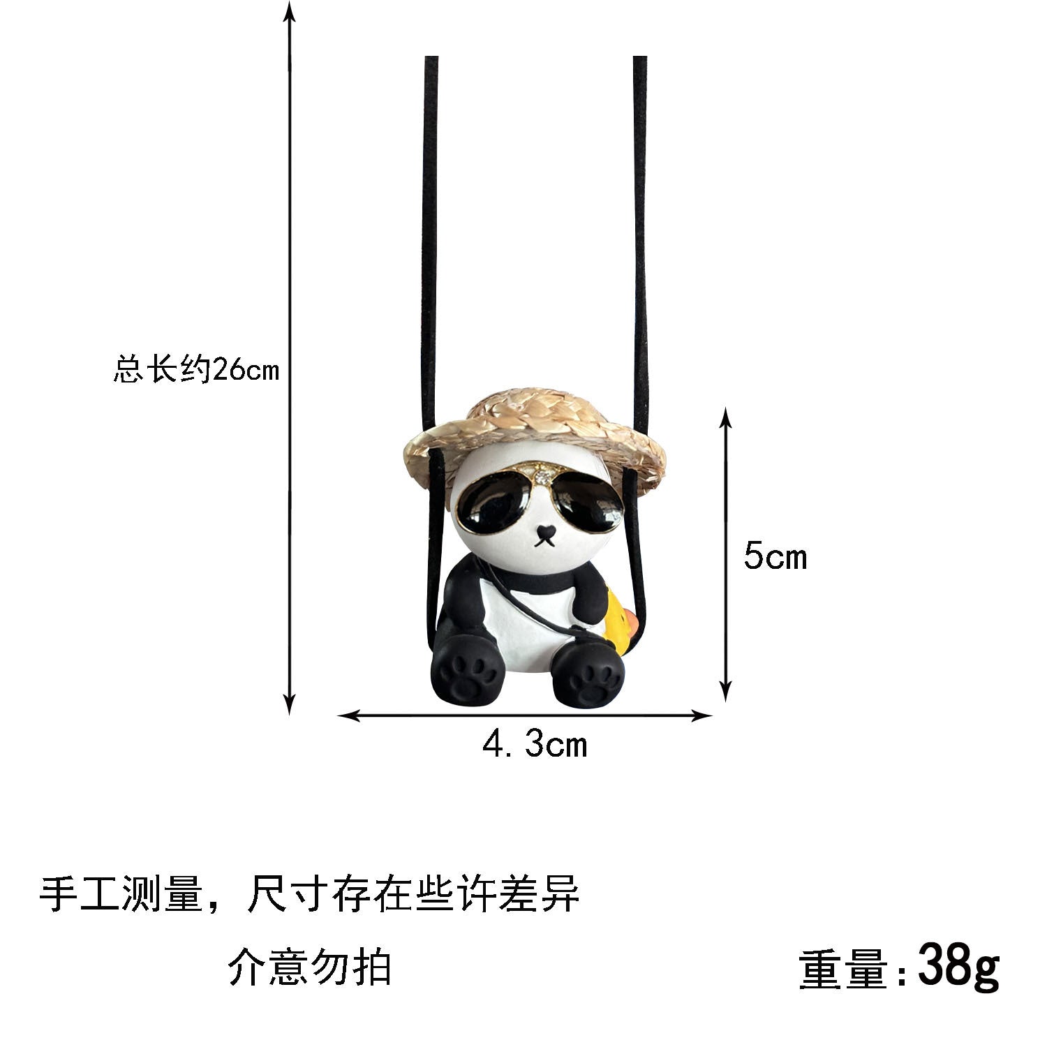 Wholesale Straw hat  sunglasses and panda car decoration pendant