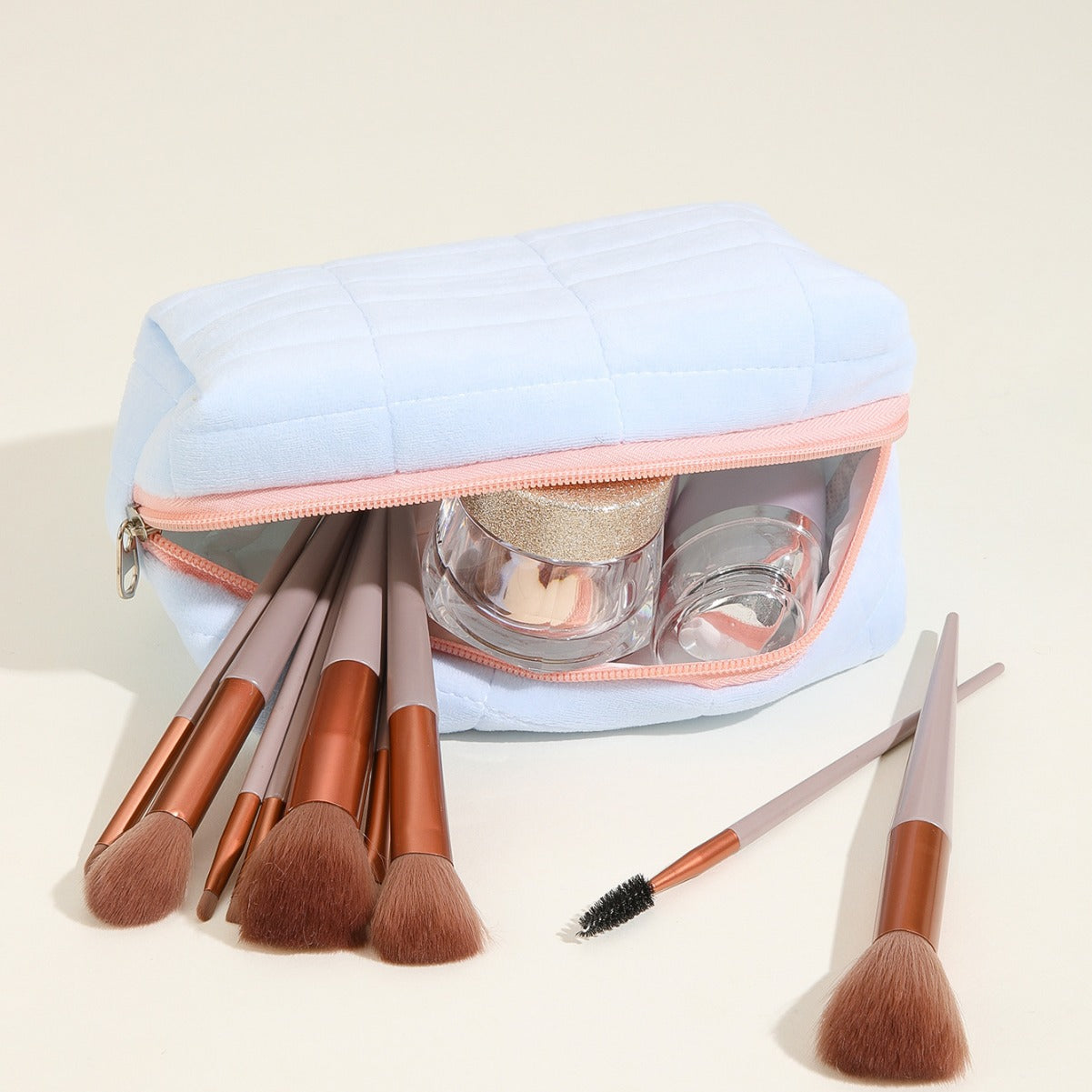 Wholesale Solid Color Cosmetic Bag Storage Bag Plaid Quilted Cute Pillow Bag Pencil Bag