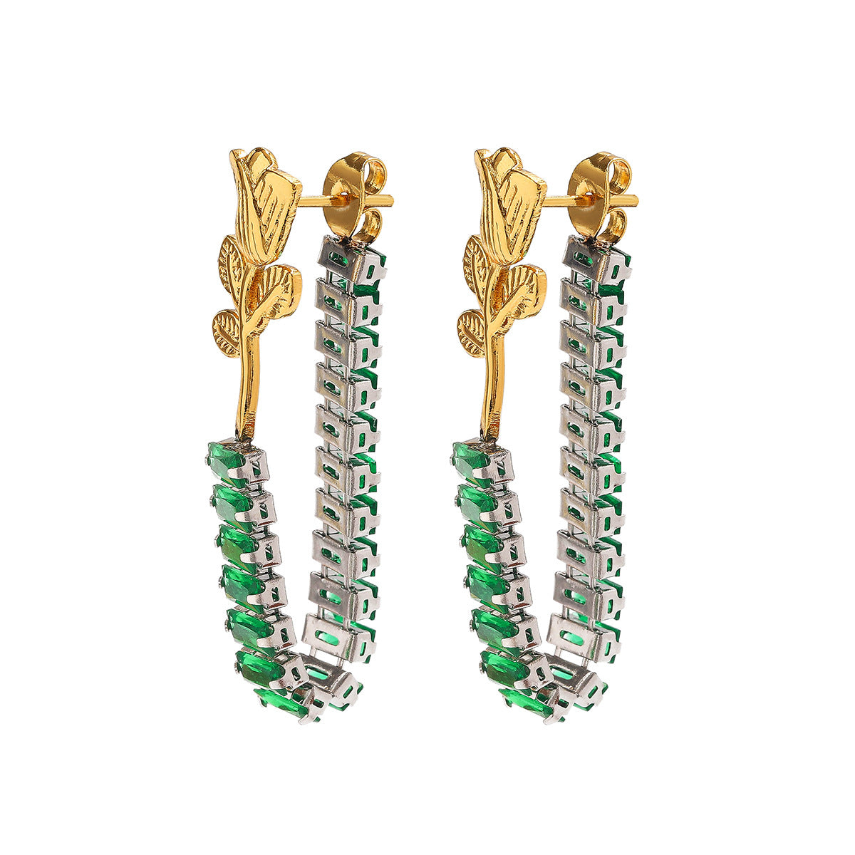 Wholesale Stainless Steel Zircon Tassel Earrings