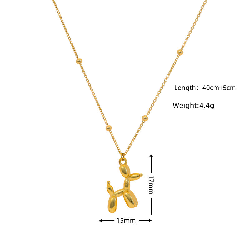 Wholesale colorful oil drop enamel not fade oil painting dog Stainless steel necklace