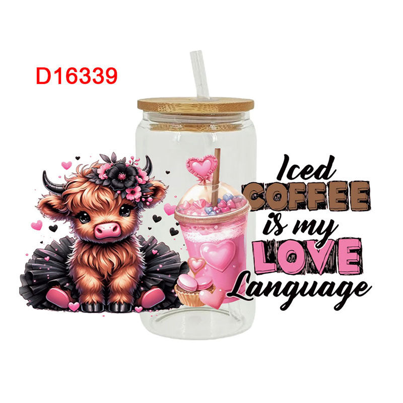 Wholesale Beverage cartoon calf  16oz Cup UV DTF Wraps