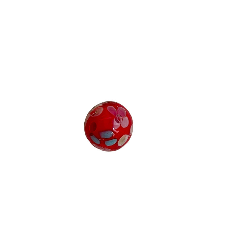 Wholesale 10pcs Glass flower plated and colored through-hole round Beads