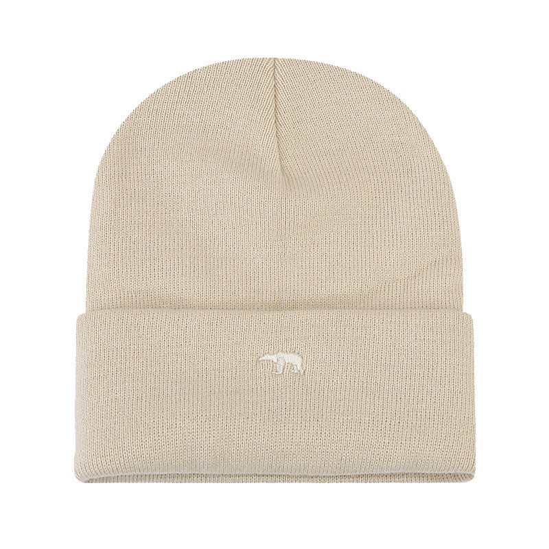 Wholesale Bear Embroidery Thickened Warm Winter Woolen Knitted Hat