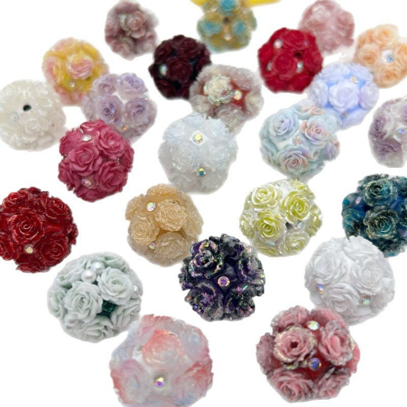 Wholesale 20pcs ceramic clay luminous rose ball beads