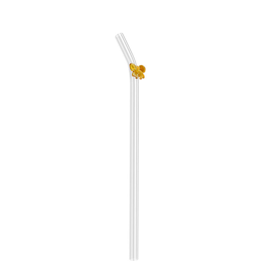 Wholesale Colorful Bow Transparent Borosilicate Glass Straws