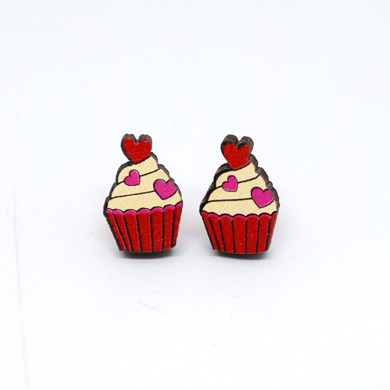 Wholesale Cartoon Valentine's Day Christmas Wood Earrings
