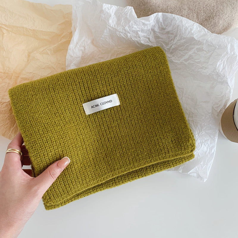 Wholesale Solid Color Knitted Warm and Thickened Woolen Scarves for Autumn and Winter