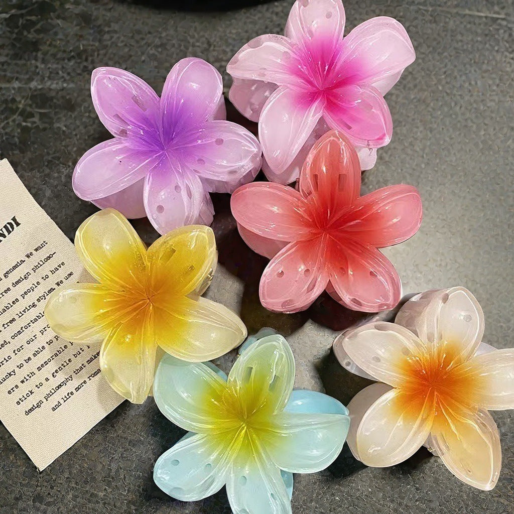 Wholesale Colorful Acrylic Egg Flower Women's Head DIY Shark Clip Hairpin Jewelry
