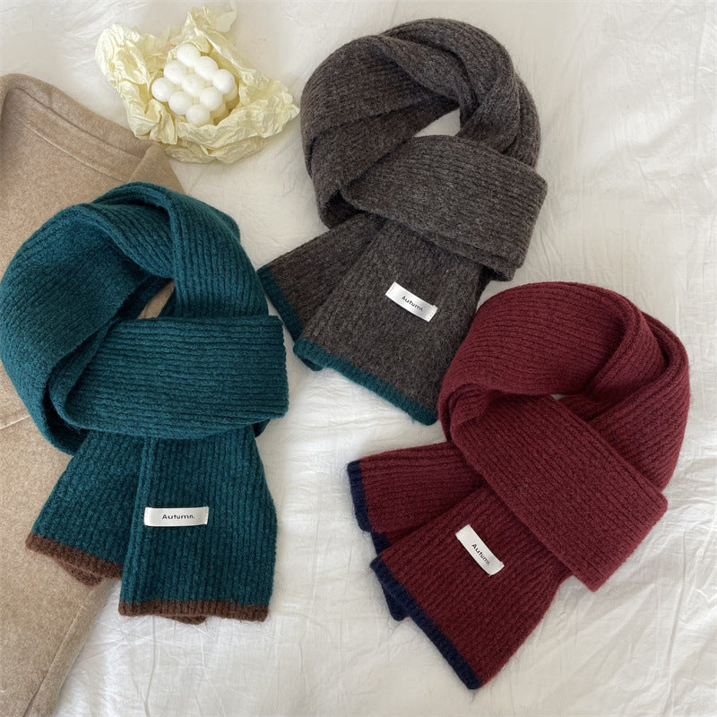 Wholesale Knitted Wool Thickened Warm Wrap Red Scarves