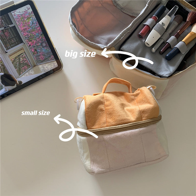 Wholesale Plush Toast Bread Makeup Bag, Large Capacity Portable Storage Bag