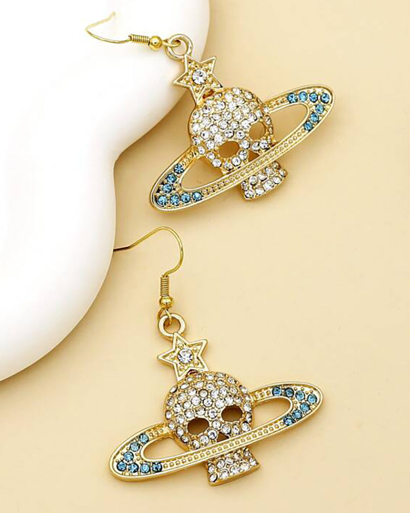 Wholesale Skull Hollow Diamond Earrings