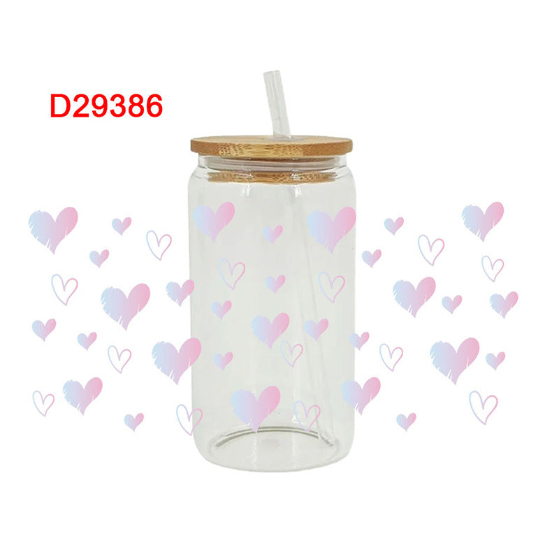 Wholesale Red Love Cartoon Valentine's Day 16oz Cup UV DTF Wraps