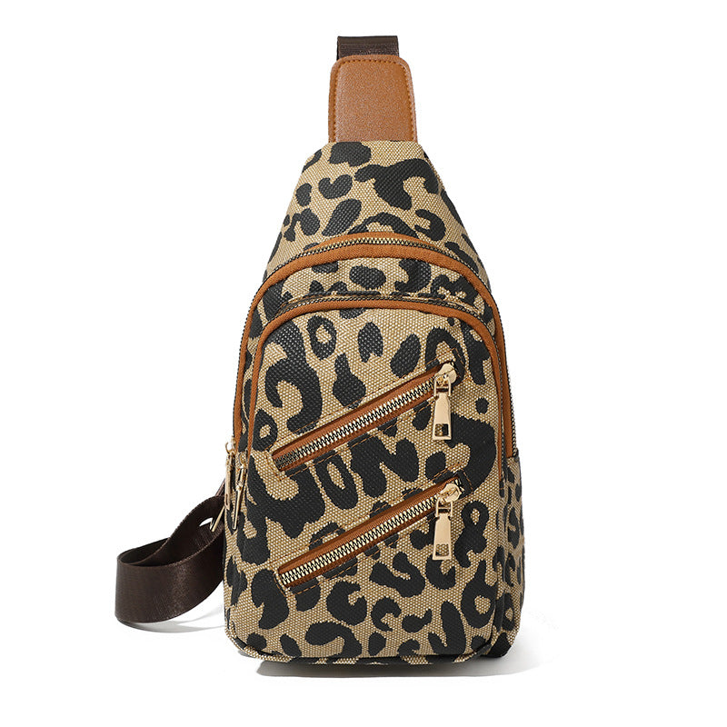 Wholesale PU Leopard Print Crossbody Chest Bag Travel Leisure Backpack
