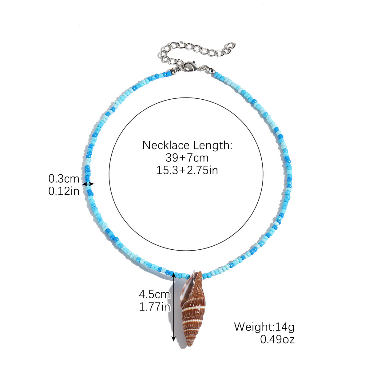 Wholesale Ocean Style Colorful Rice Beads Conch Shell Necklace