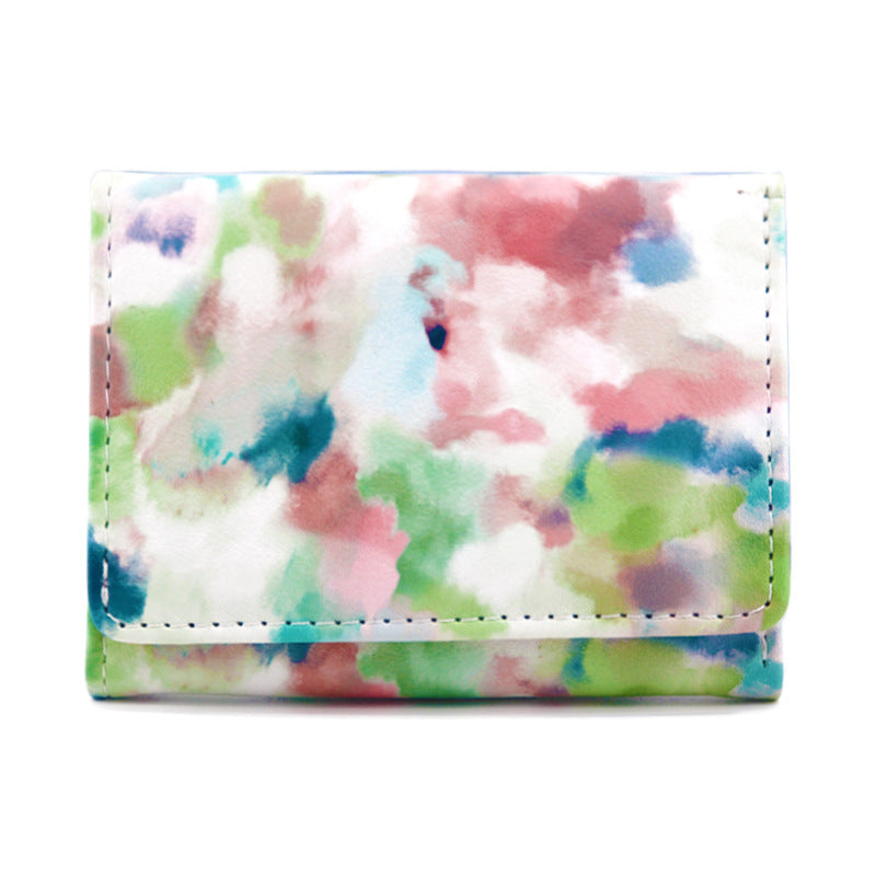 Wholesale Watercolor Halo Dyed PU Short Style Zero Wallet