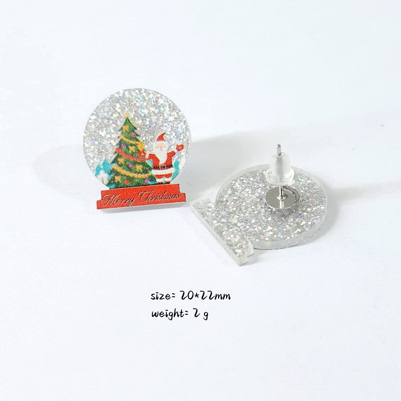 Wholesale Acrylic Christmas Earrings Pink Mirror Gingerbread Man Fun Animal Shapes Festive Party Jewelry Accessory Boutique Resale Gift