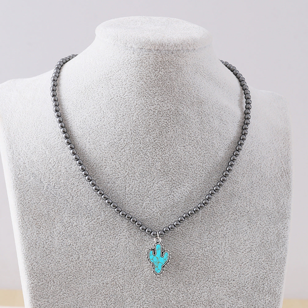 Wholesale Popular Fashion Elegant Black Ball Bead Necklace Women's Cowboy Boots Bull Head Five-Pointed Star Jewelry