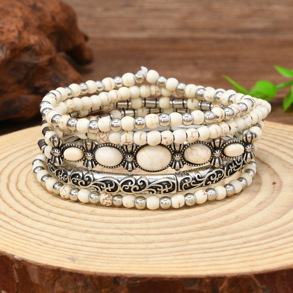 Wholesale Bohemian style denim turquoise Layered Bracelet Set