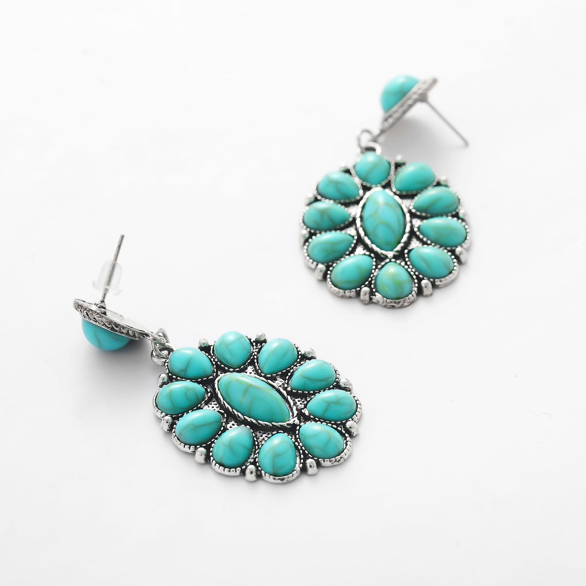 Wholesale Vintage Bohemian Turquoise Geometric Stud Earrings