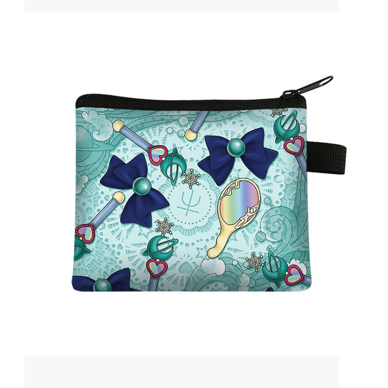 Wholesale Polyester Lipstick Bowknot Printing Kids Coin Purse Ladies Storage Bag