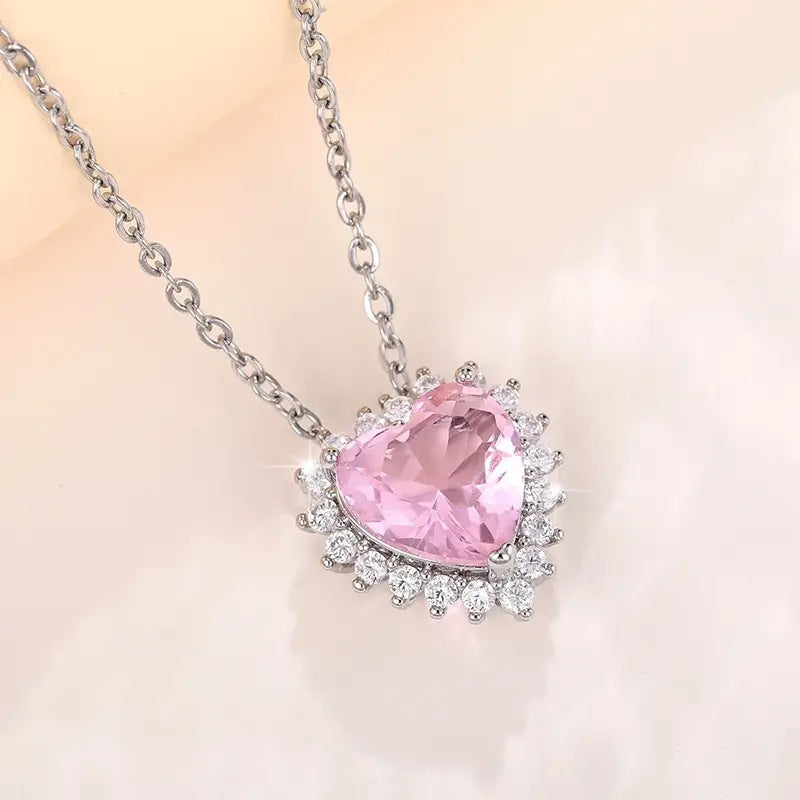 Wholesale  pink diamond zircon pendant necklace