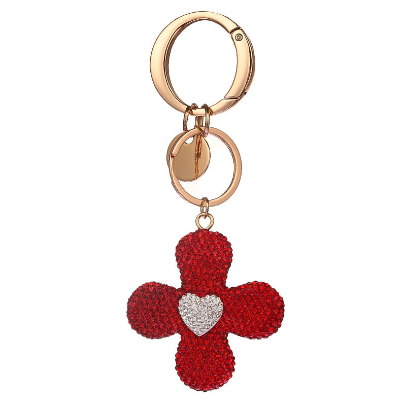 Wholesale Creative Diamond Inlaid Clover Crystal Keychains