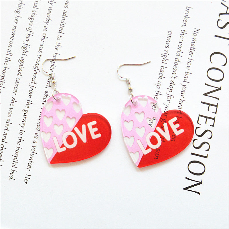 Wholesale  Red Heart Shape Red Lips Earrings