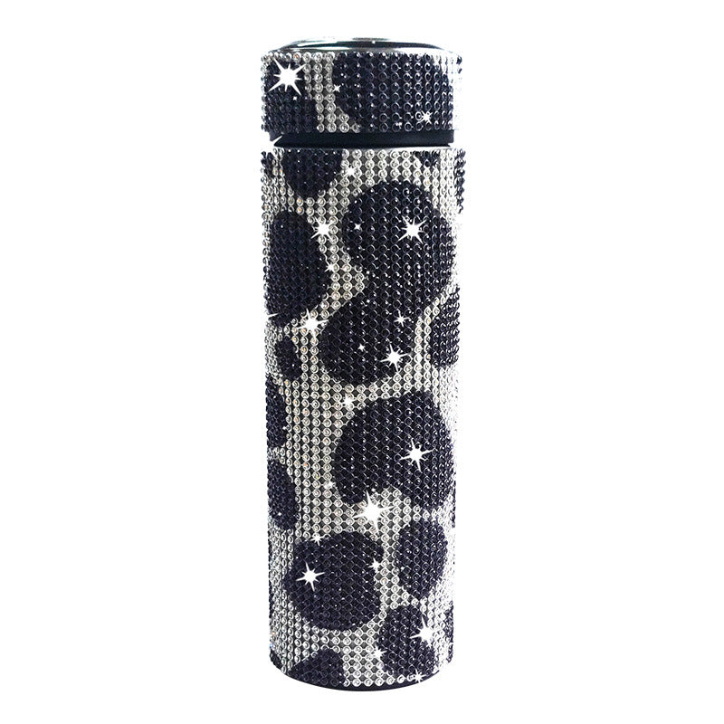 Wholesale 17oz Stainless Steel Diamond-encrusted Smart Thermos Cup with LED Temperature Display Straight Tumbler Cup