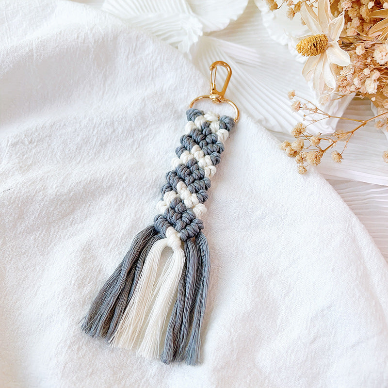 Wholesale Colorful Woven Cotton Rope Keychains